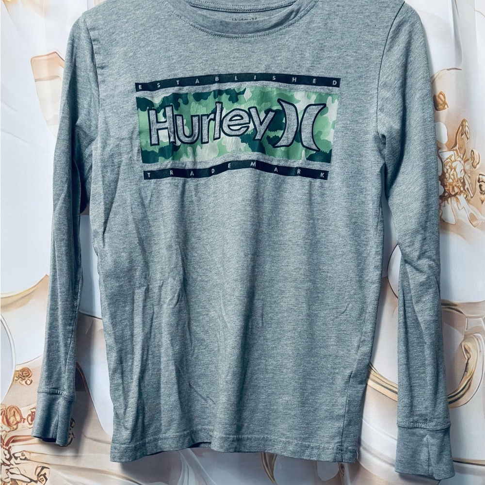 Gray Hurley Boy’s Long Sleeve Graphic Logo Shirt